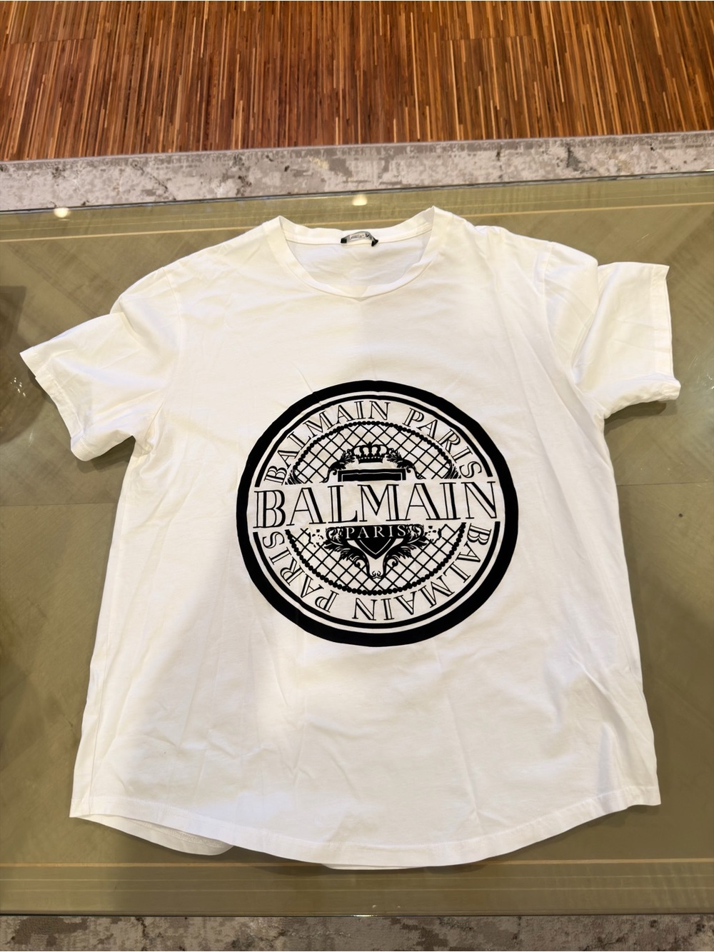 Balmain White Short Sleeve Logo Graphic Tee